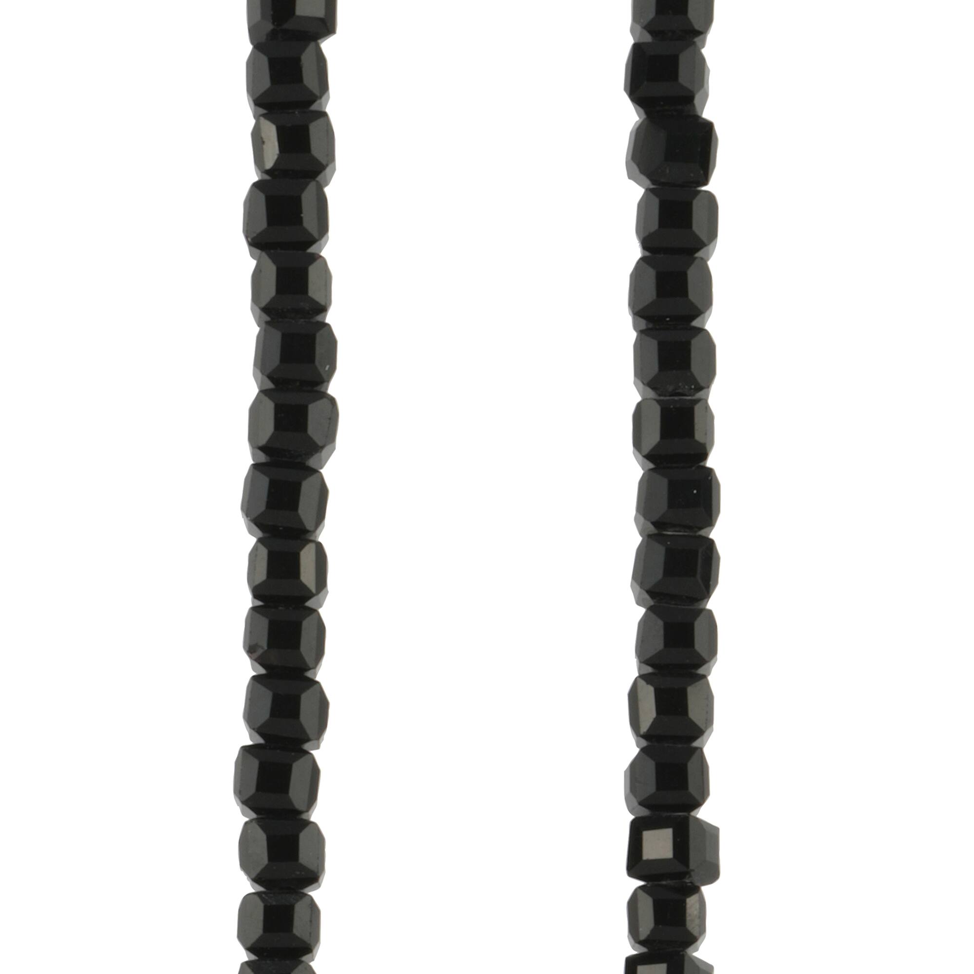 Black Faceted Glass Cube Beads, 4mm by Bead Landing™